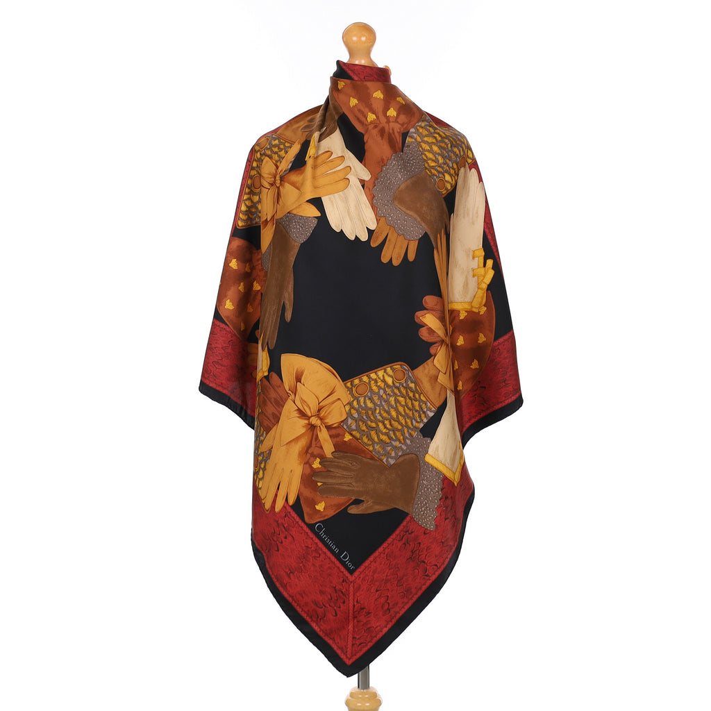 Christian Dior Glove Design Silk Scarf