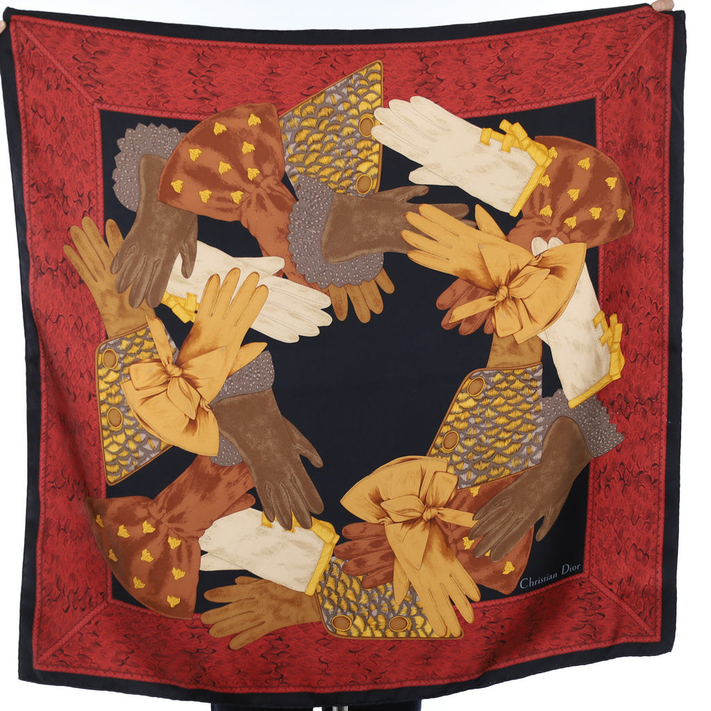 Christian Dior Glove Design Silk Scarf
