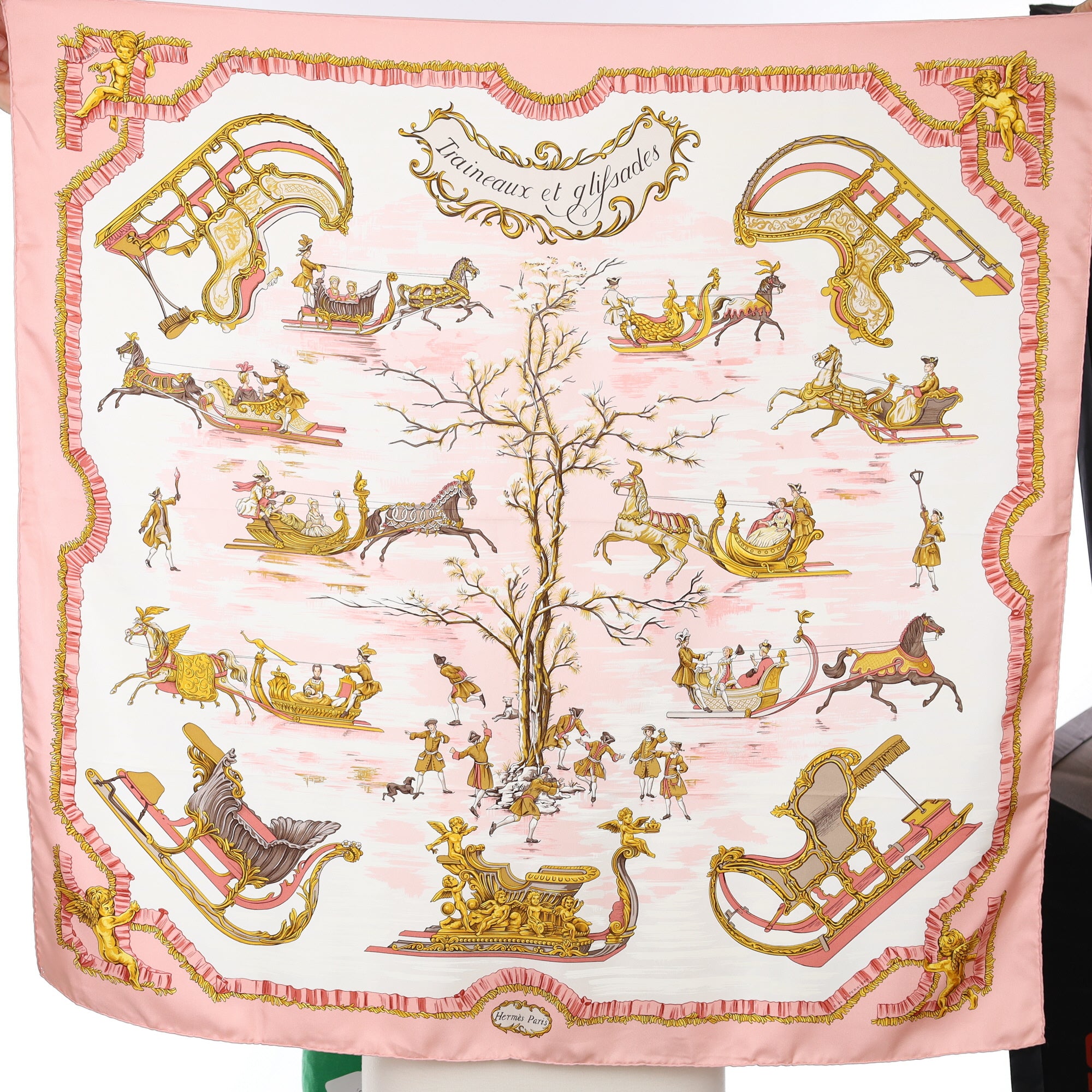 Hermès Traineaux et Glissades Silk Scarf Quite Rare