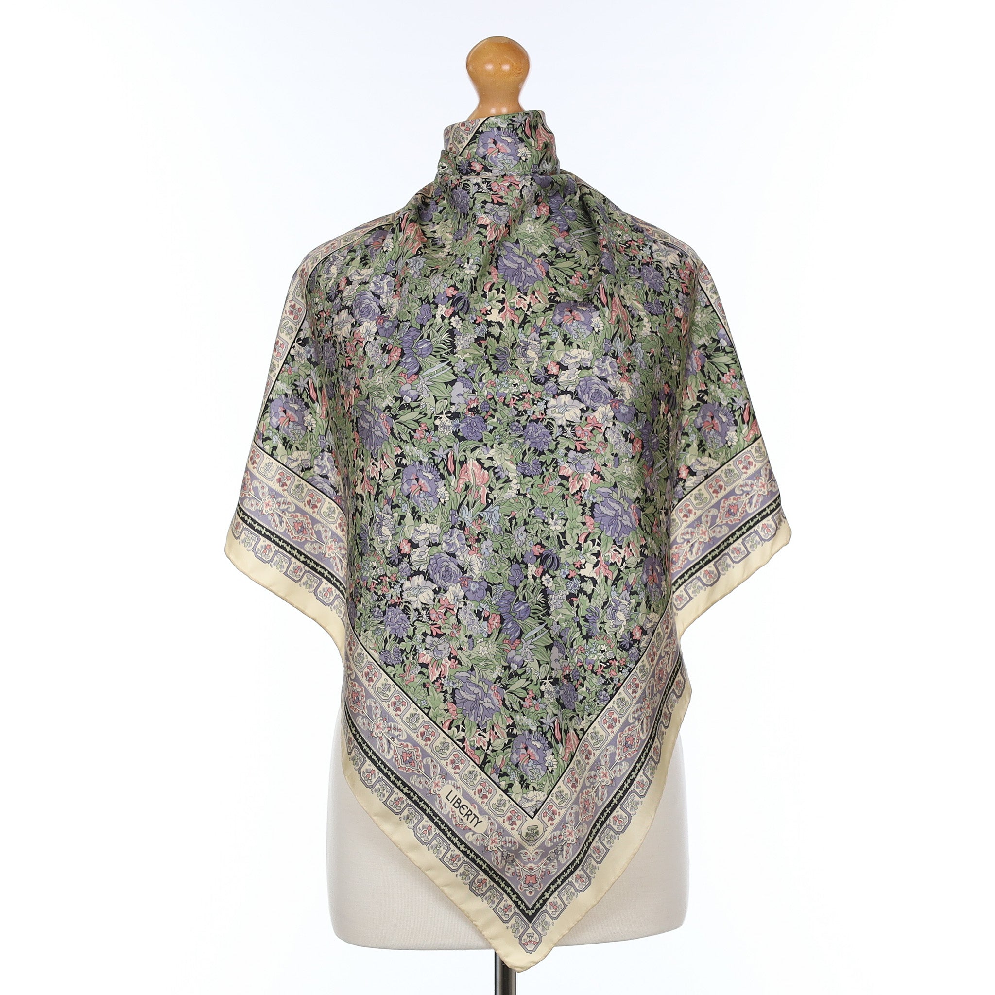 Liberty Ecru Floral Vintage Silk Scarf