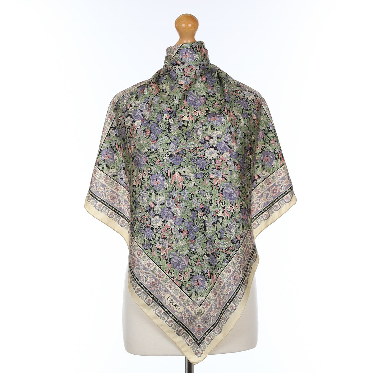 Liberty Ecru Floral Vintage Silk Scarf