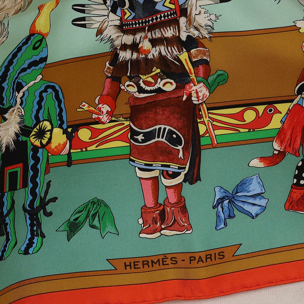 Pristine Boxed Hermès Kachinas Vintage Silk Scarf Rare