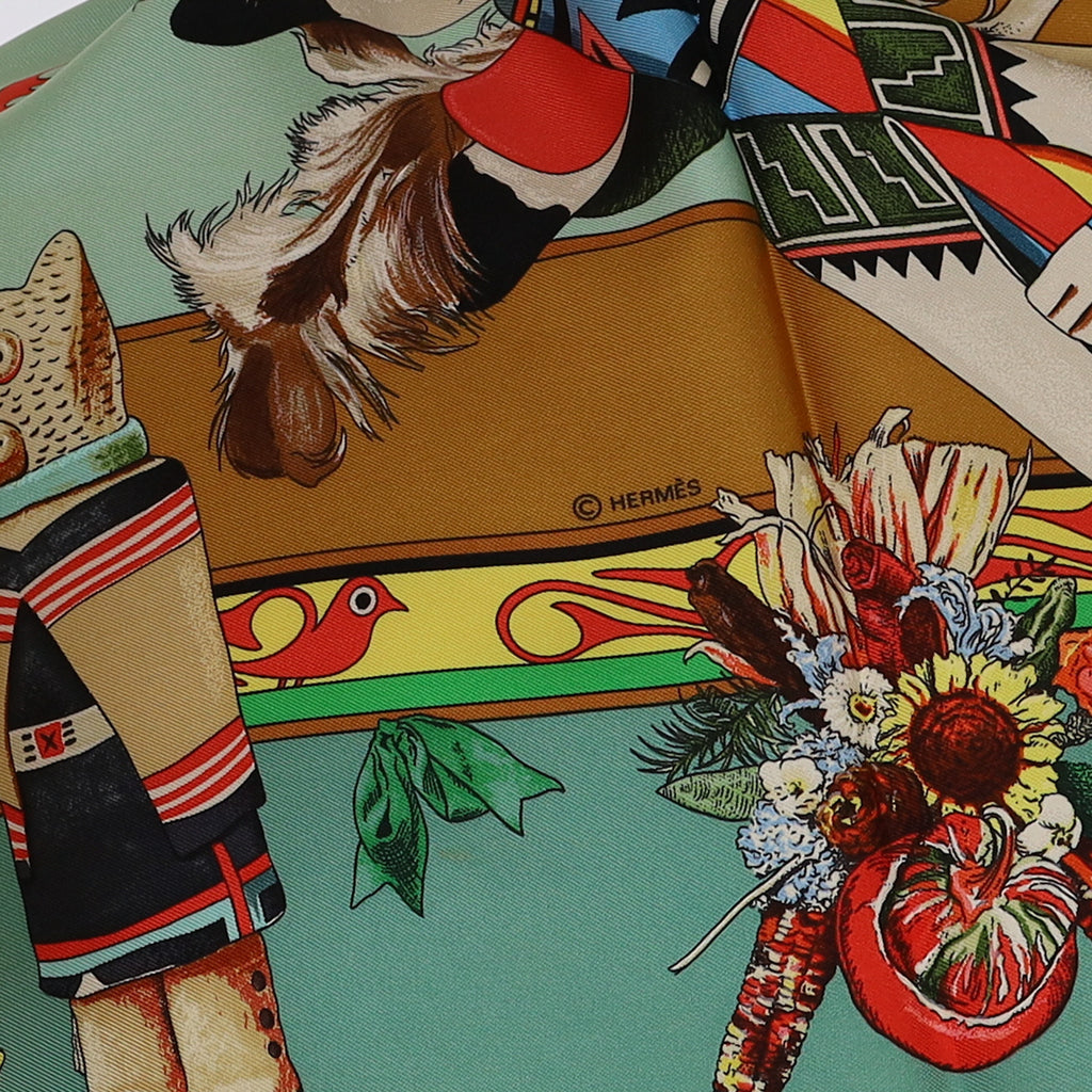 Pristine Boxed Hermès Kachinas Vintage Silk Scarf Rare