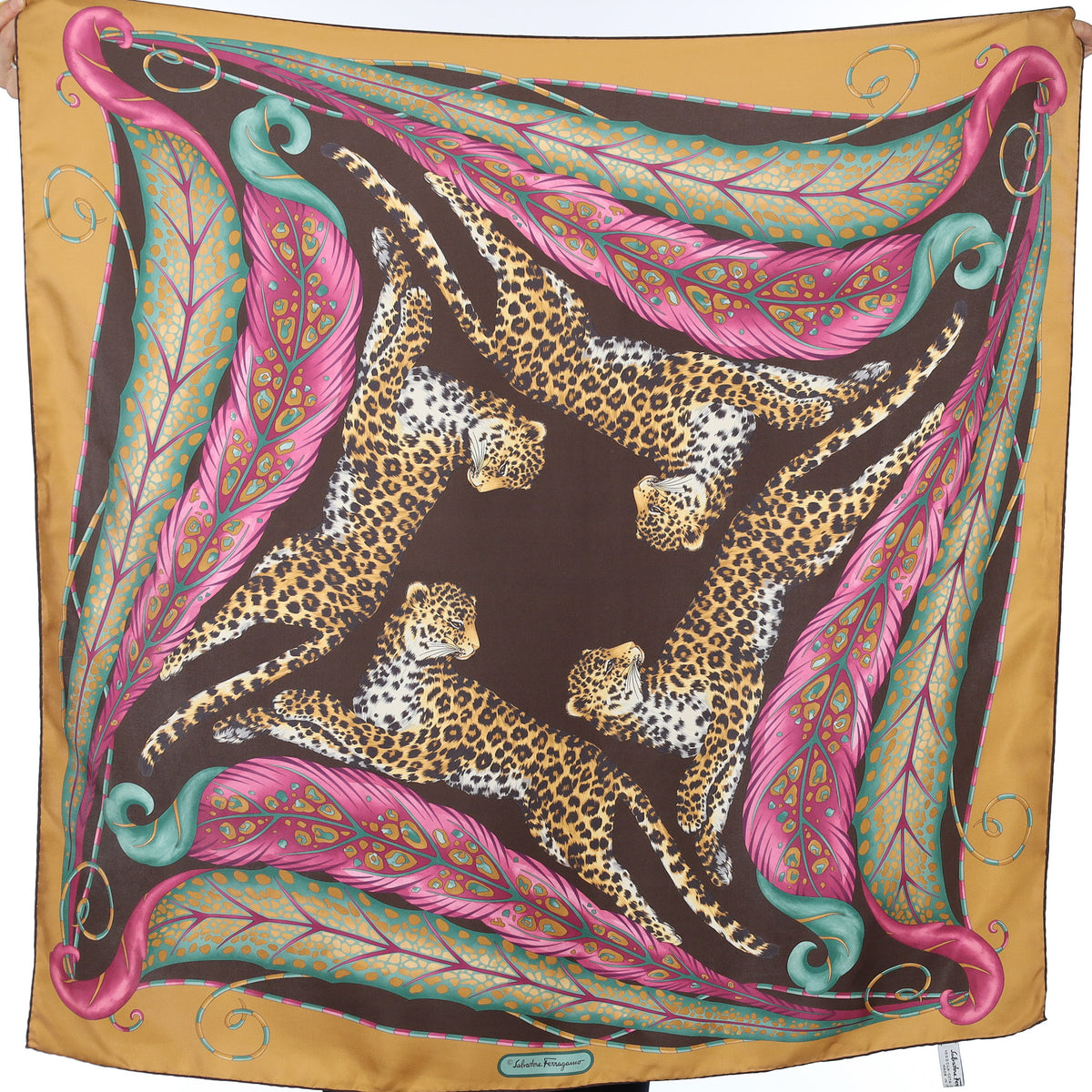 Pristine Salvatore Ferragamo Leopard Silk Scarf