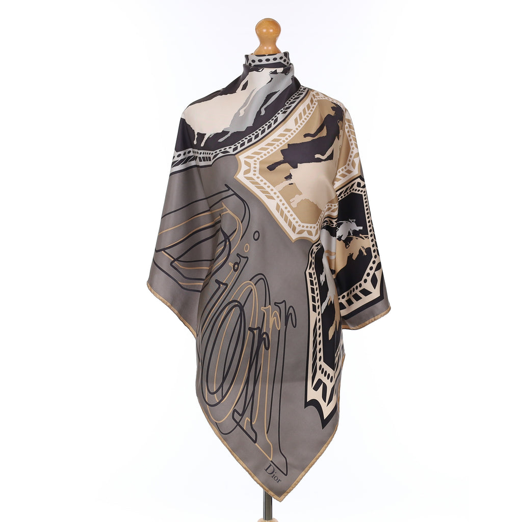 Christian Dior Vintage Silhouette Silk Scarf