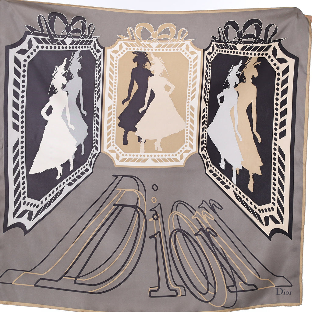 Christian Dior Vintage Silhouette Silk Scarf