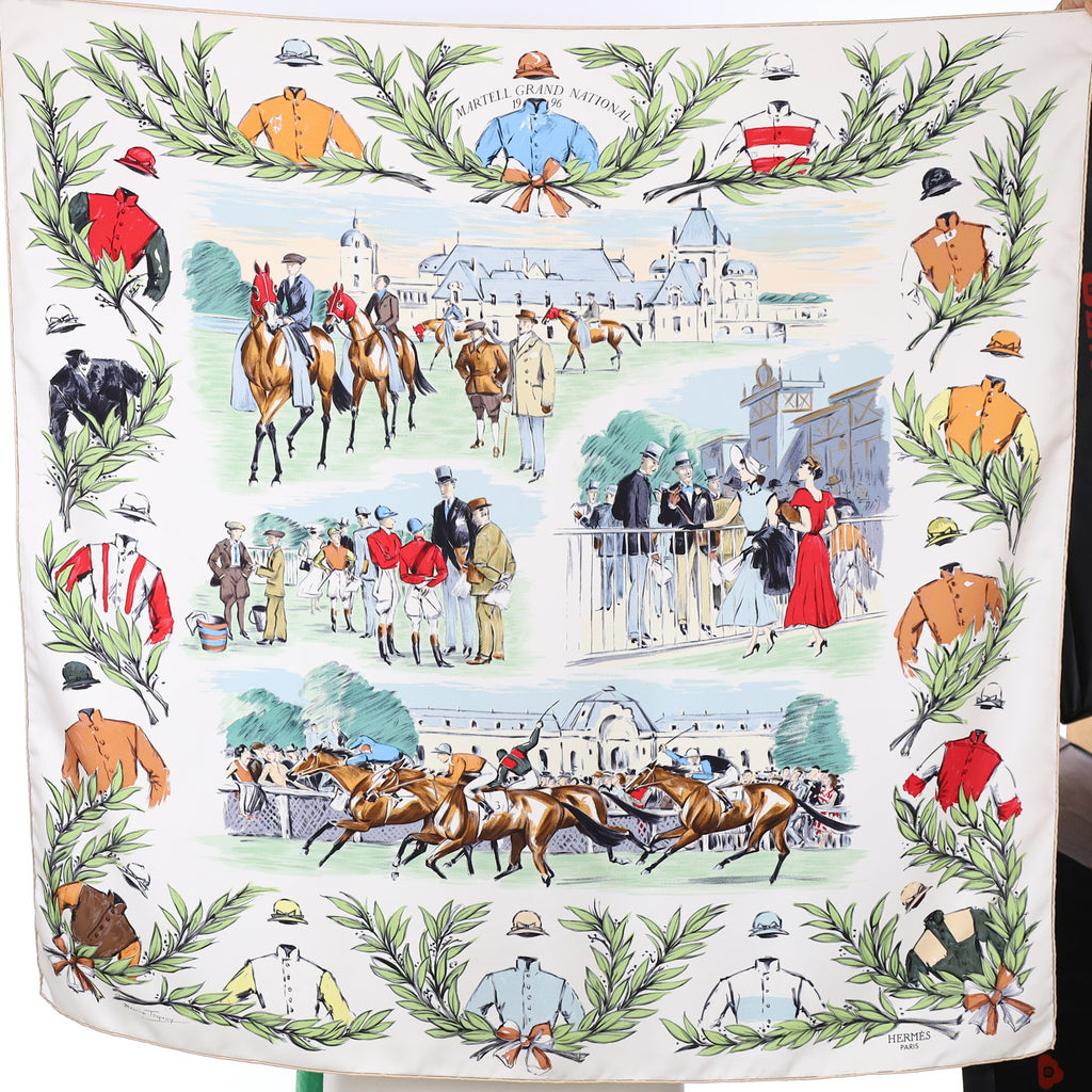 Pristine Hermès Martell Grand National 1996 Silk Scarf Rare