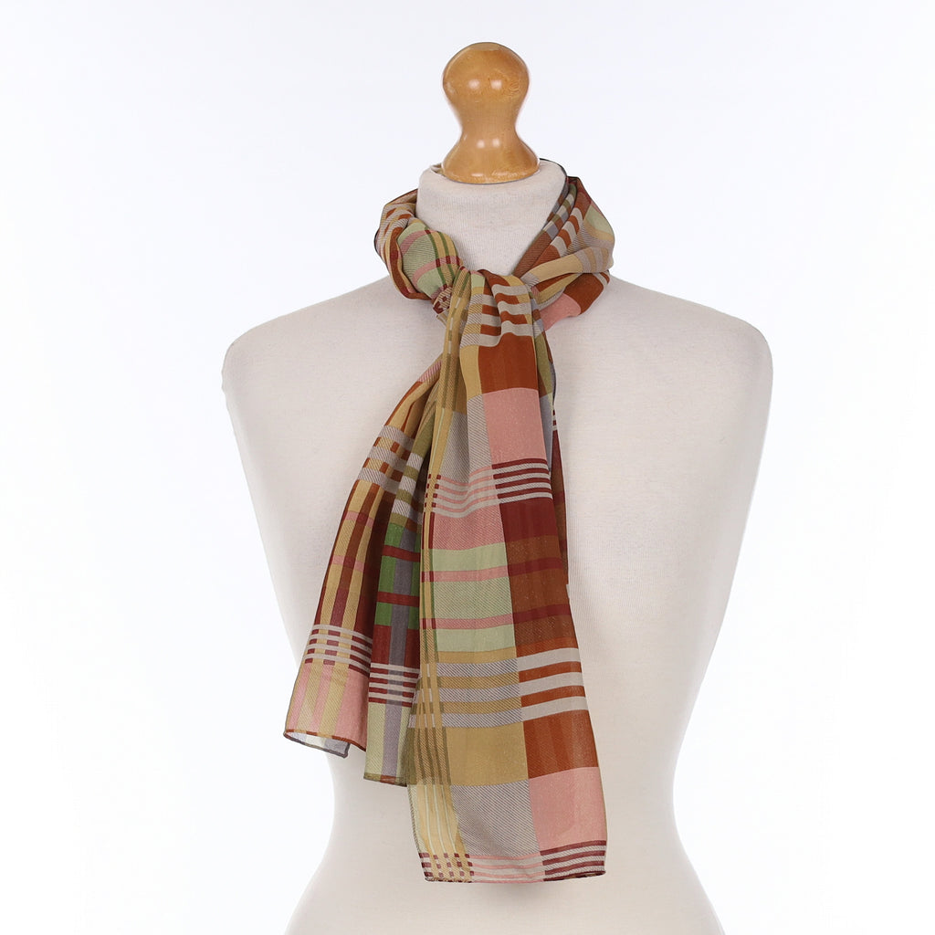 Mulberry Checked Long Silk Scarf
