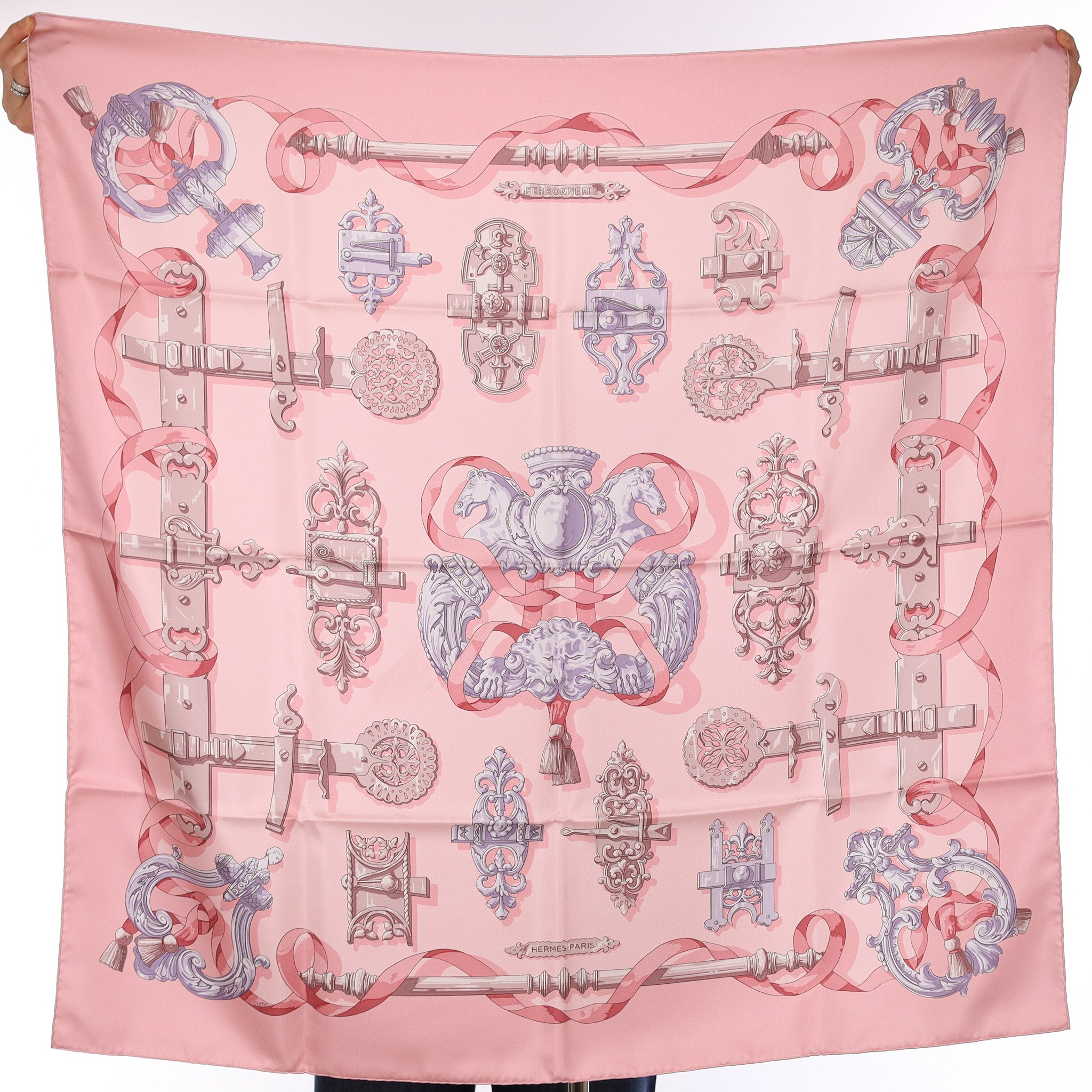 Brand New Boxed Hermès Ferronnerie Silk Scarf