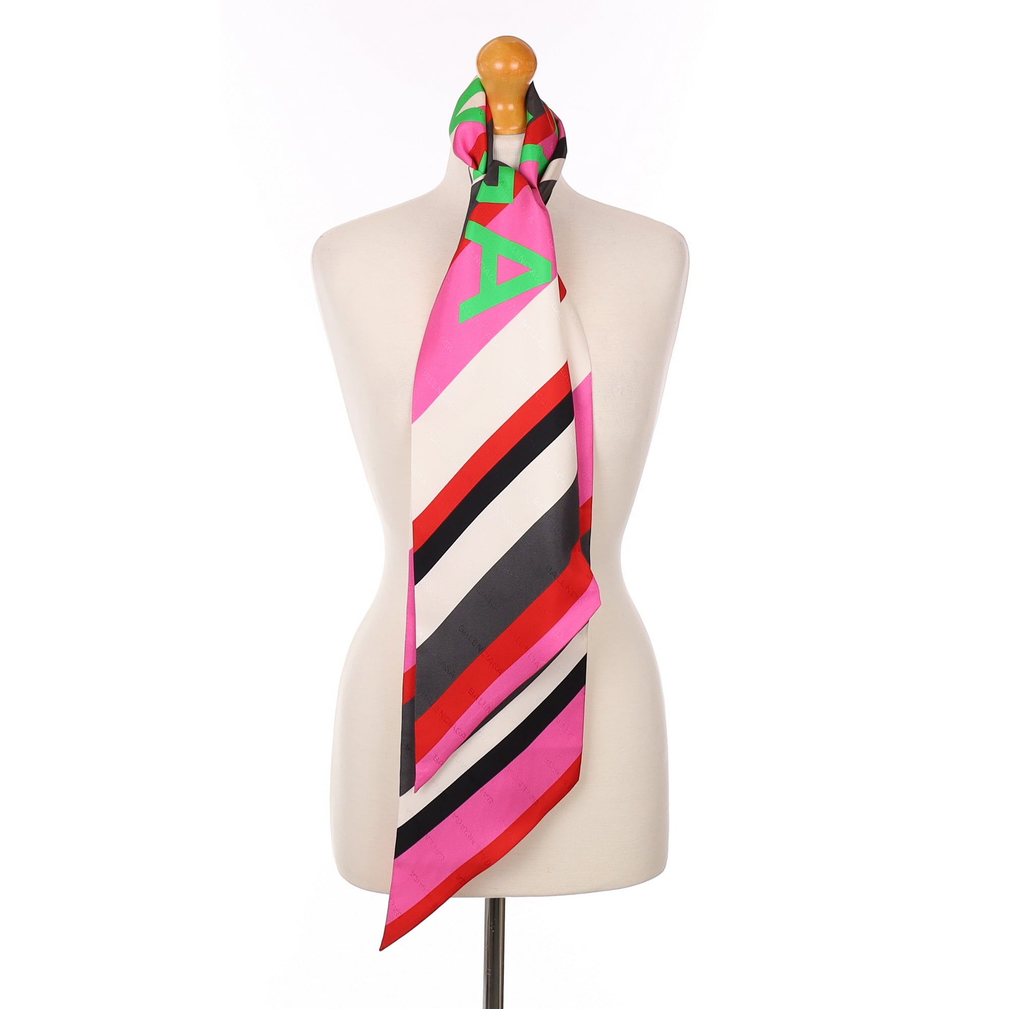 Balenciaga Multicoloured Striped Tie Silk Scarf