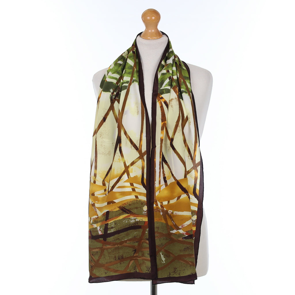 Brand New Abstract Long Silk Scarf