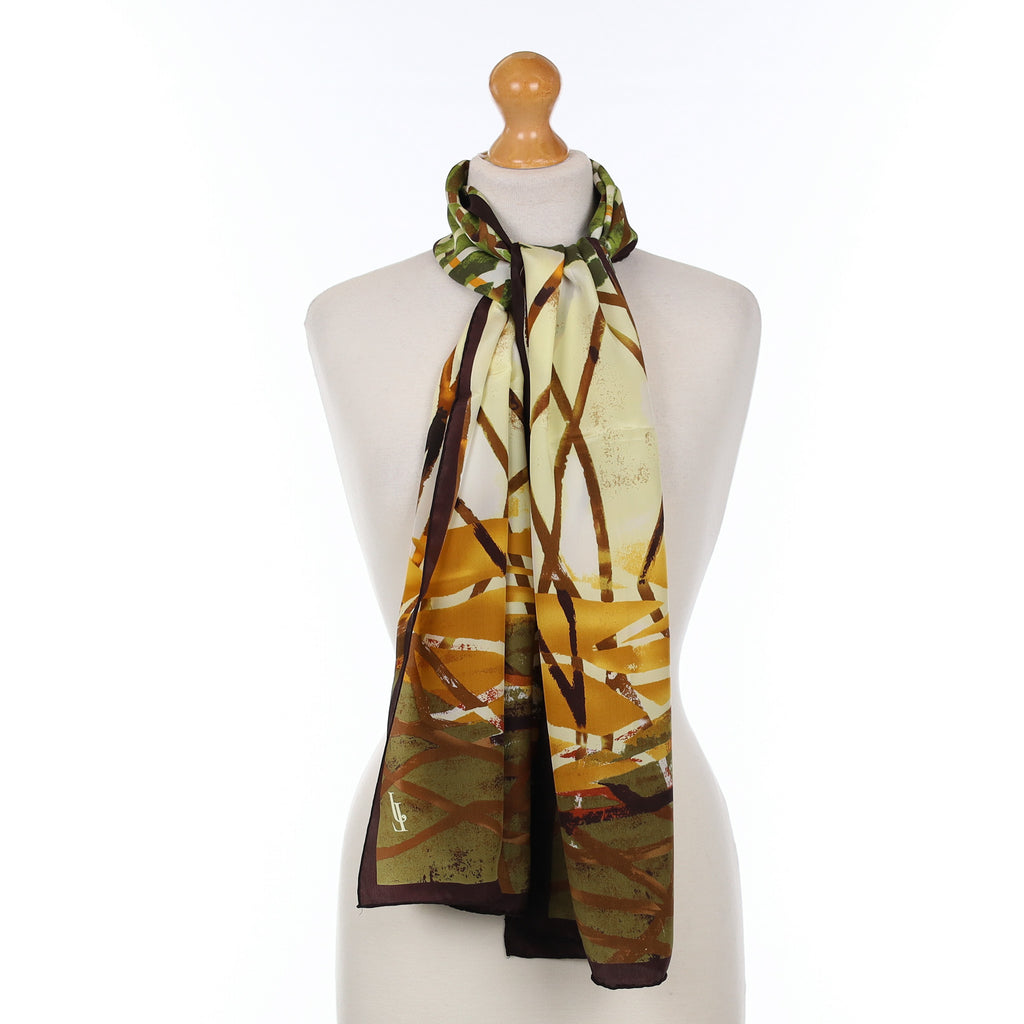 Brand New Abstract Long Silk Scarf