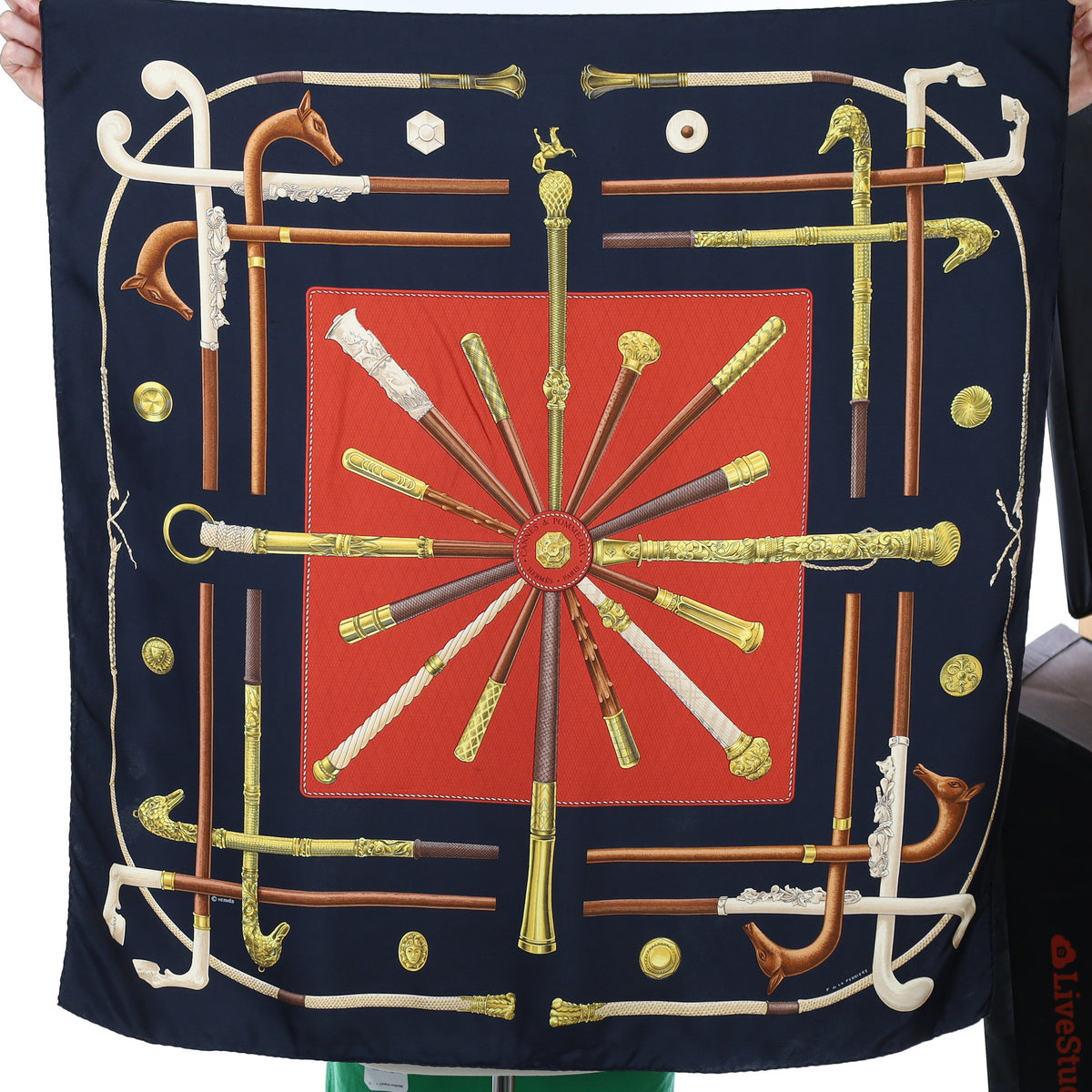 Hermès Cannes & Pommeaux Silk Scarf