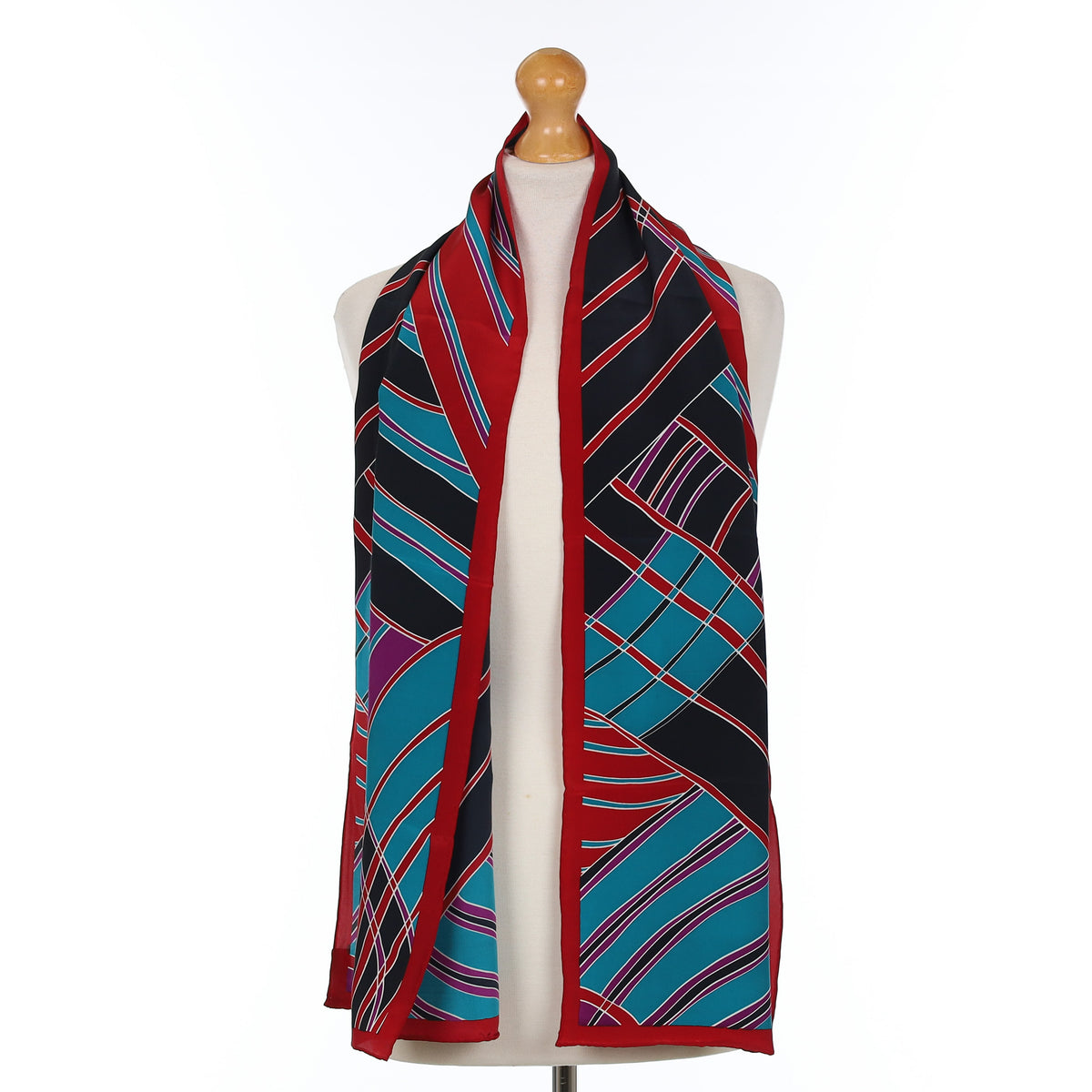 Brand New Multicoloured Abstract Long Silk Scarf