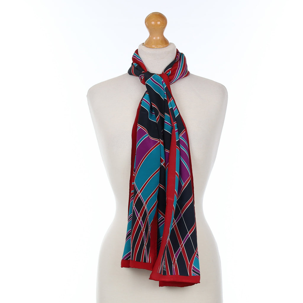 Brand New Multicoloured Abstract Long Silk Scarf