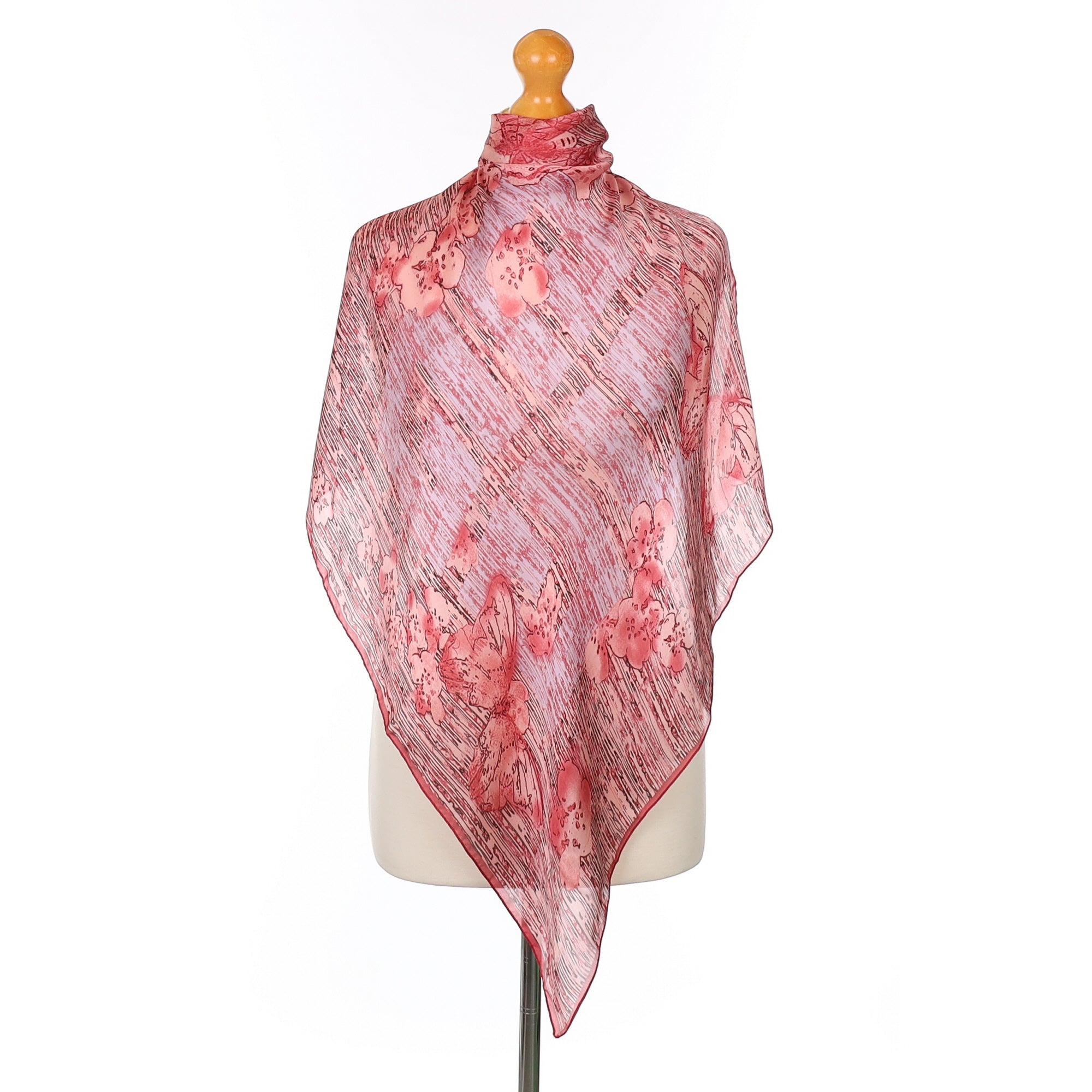Givenchy Pink Butterfly Design Silk Scarf