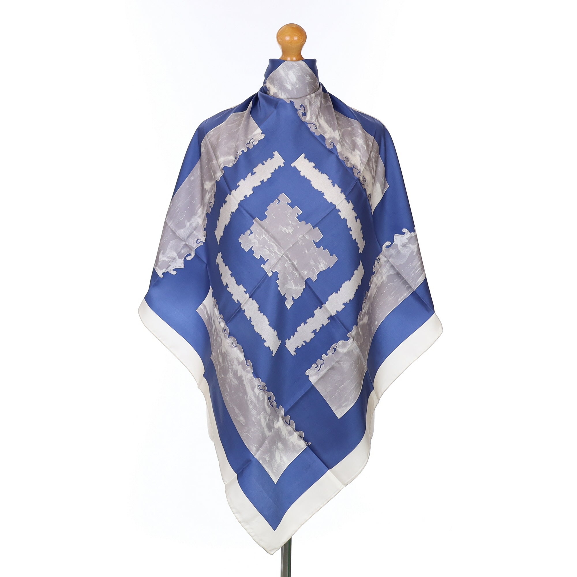 Blue Abstract Silk Scarf