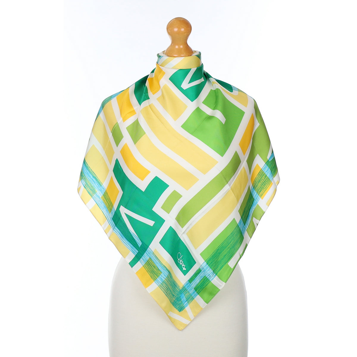 Diane Von Furstenberg Yellow Block Silk Scarf