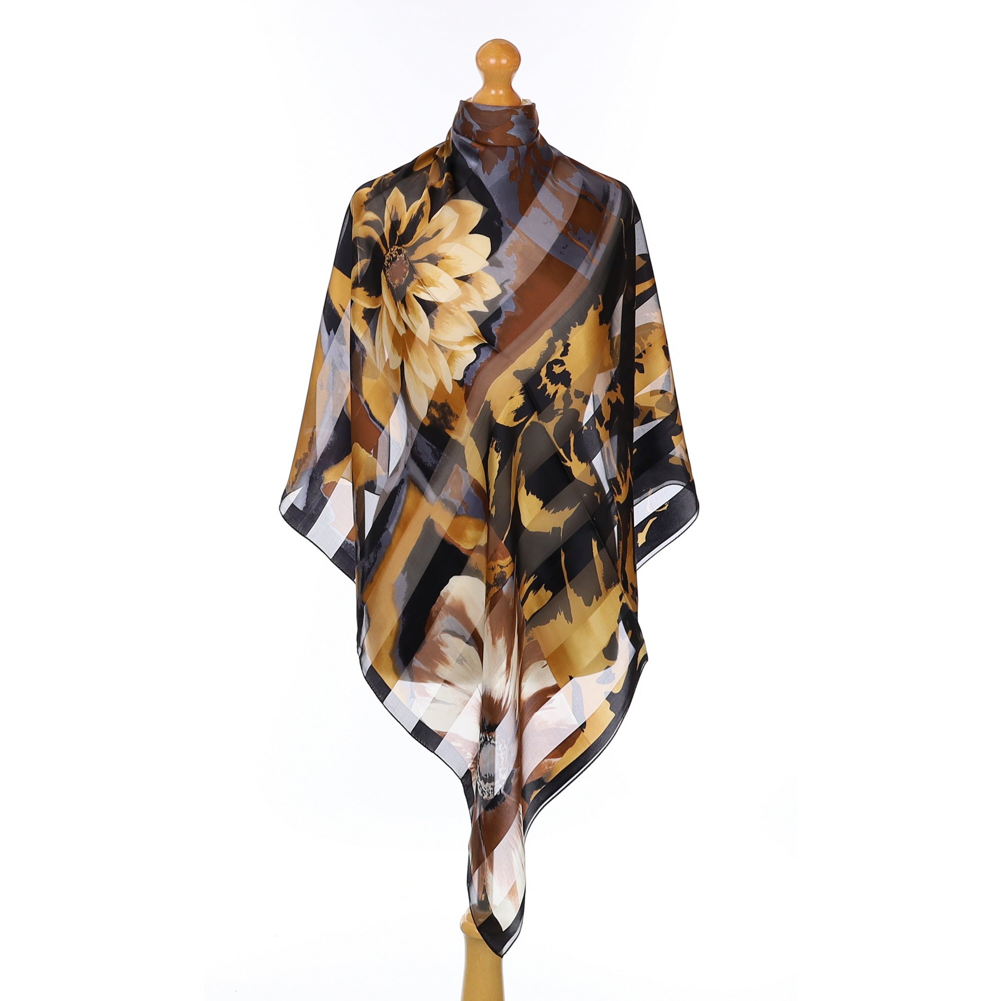 Jammers & Leufgen Brown Patterned Silk Scarf
