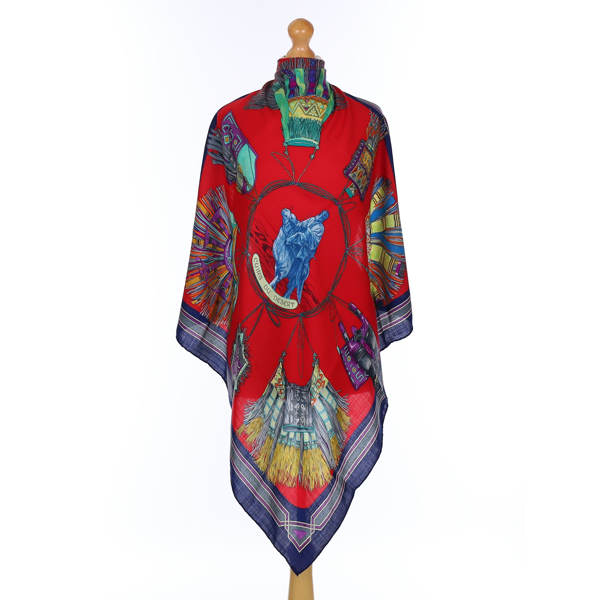 Boxed Hermès Cuirs du Desert Cashmere Silk Scarf