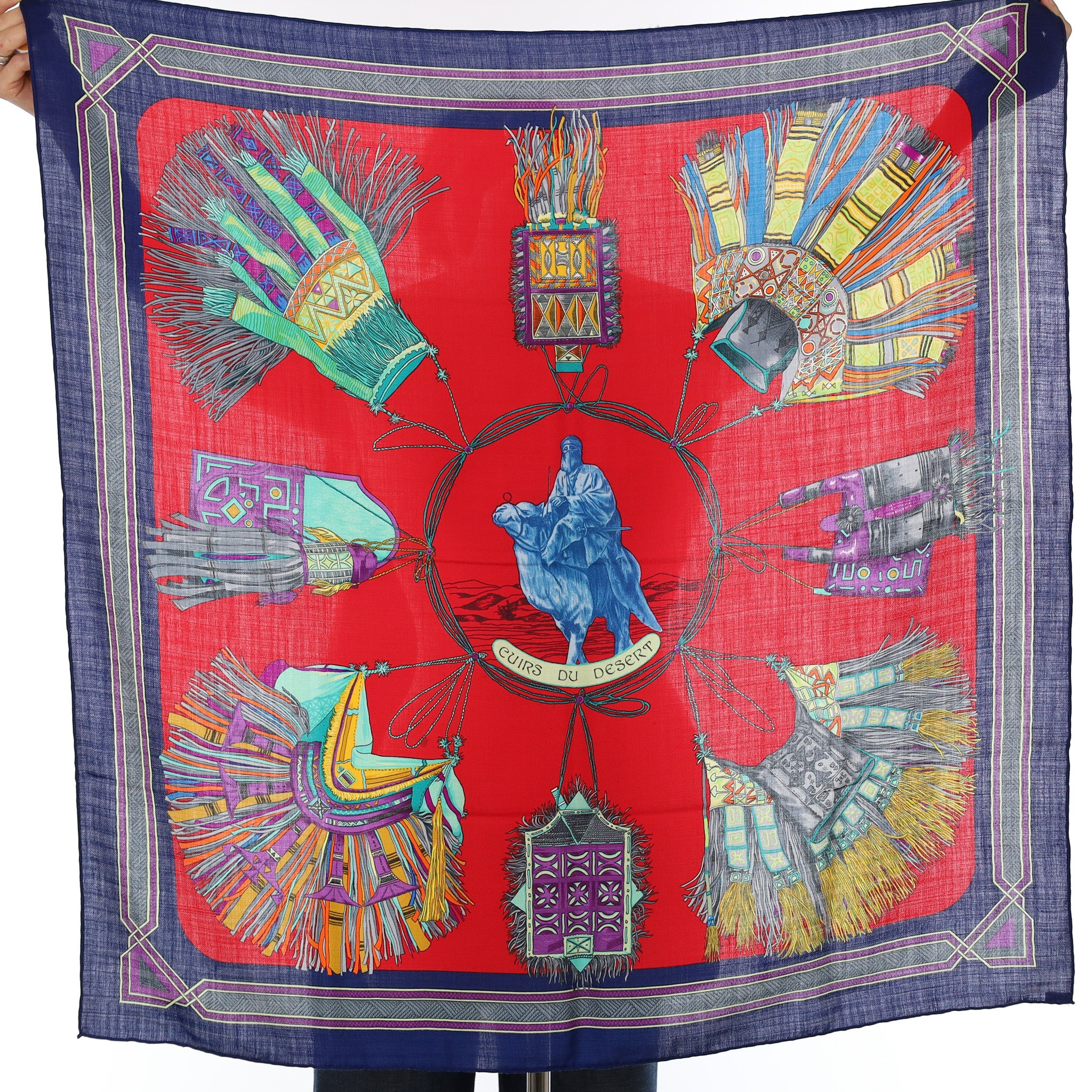 Boxed Hermès Cuirs du Desert Cashmere Silk Scarf