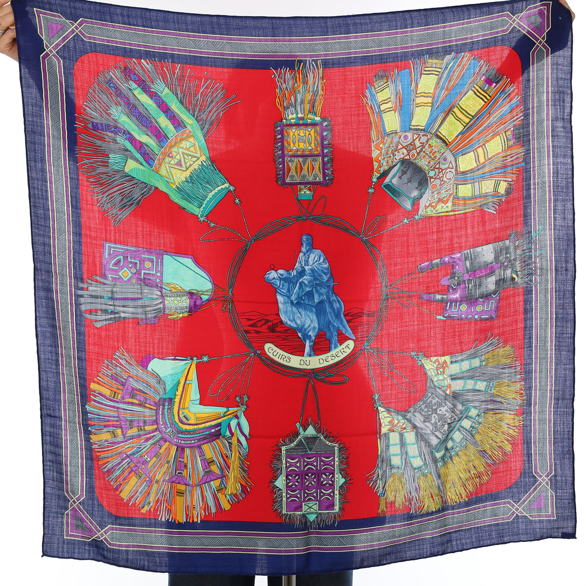 Boxed Hermès Cuirs du Desert Cashmere Silk Scarf