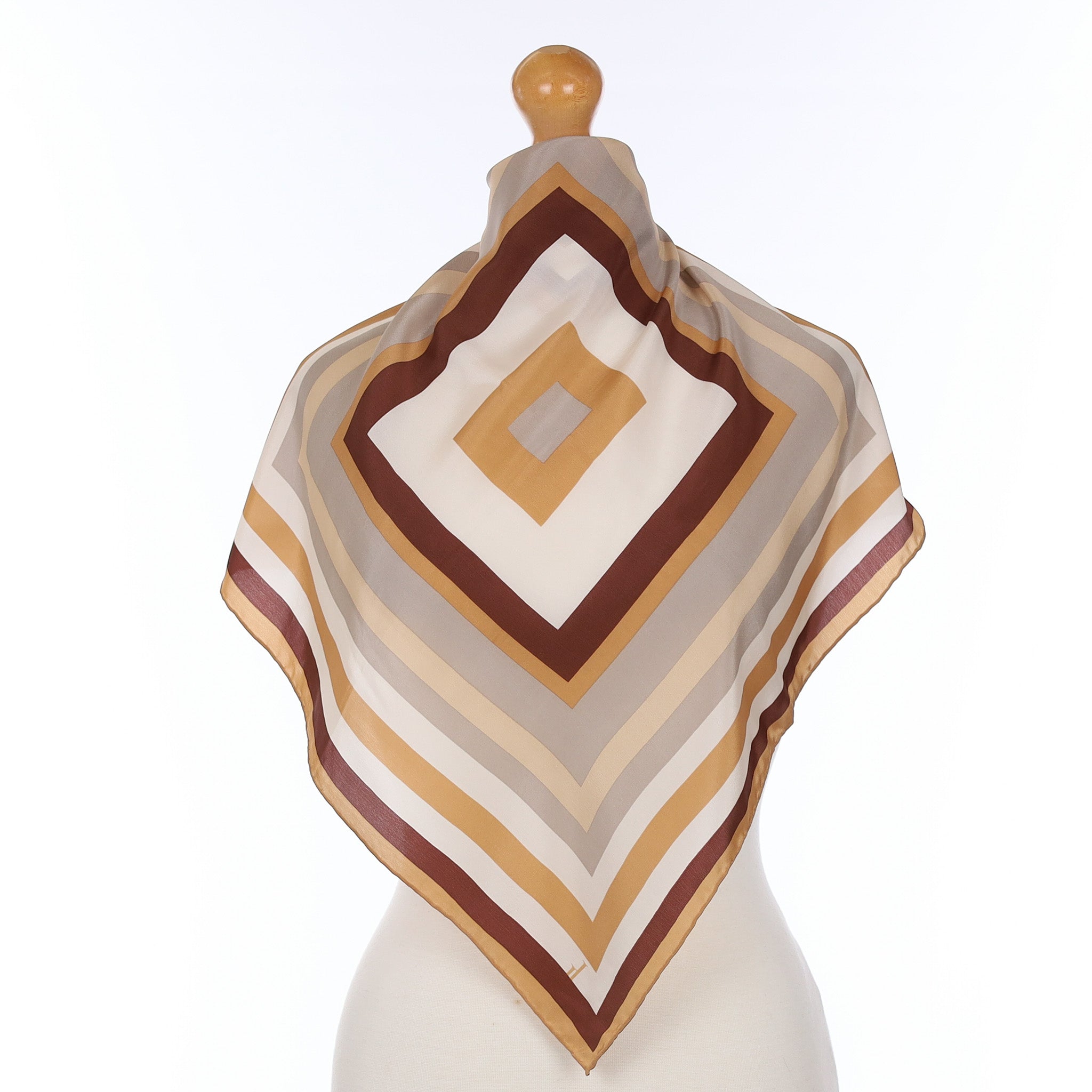Brand New Brown Striped Silk Scarf