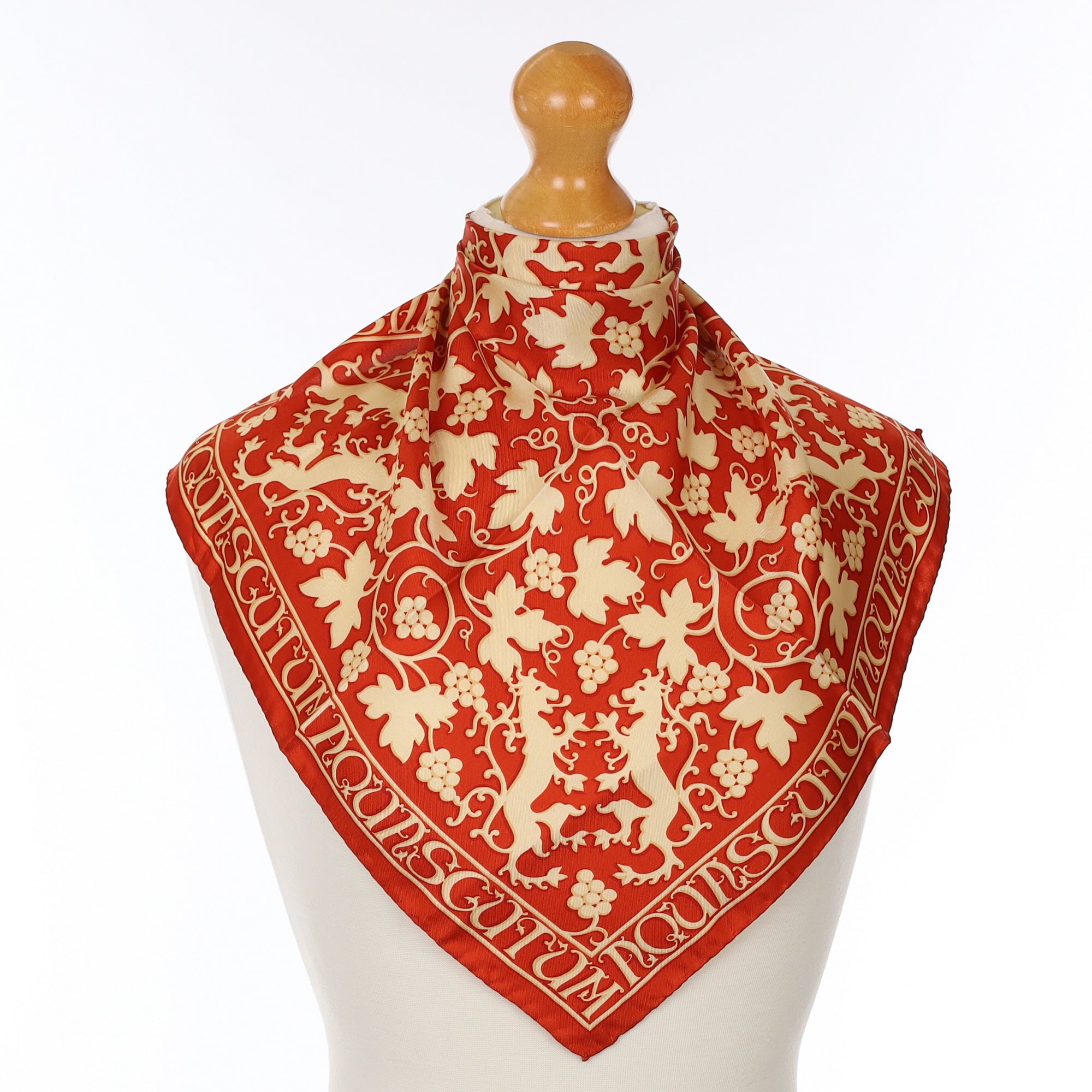 Aquascutum Rust Red Vintage Silk Scarf