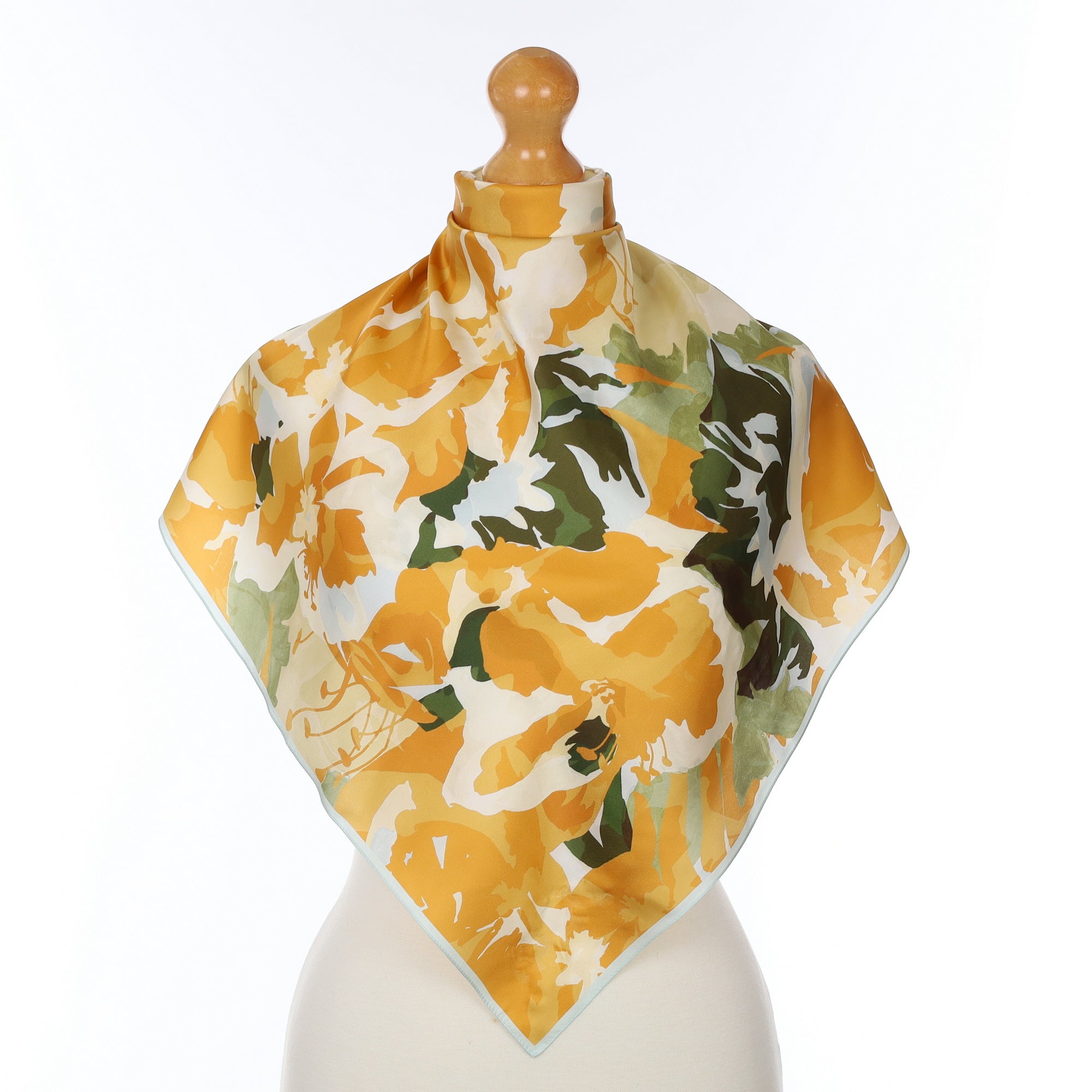 Orange Abstract Floral Silk Scarf