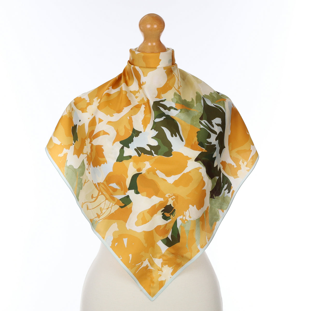 Orange Abstract Floral Silk Scarf