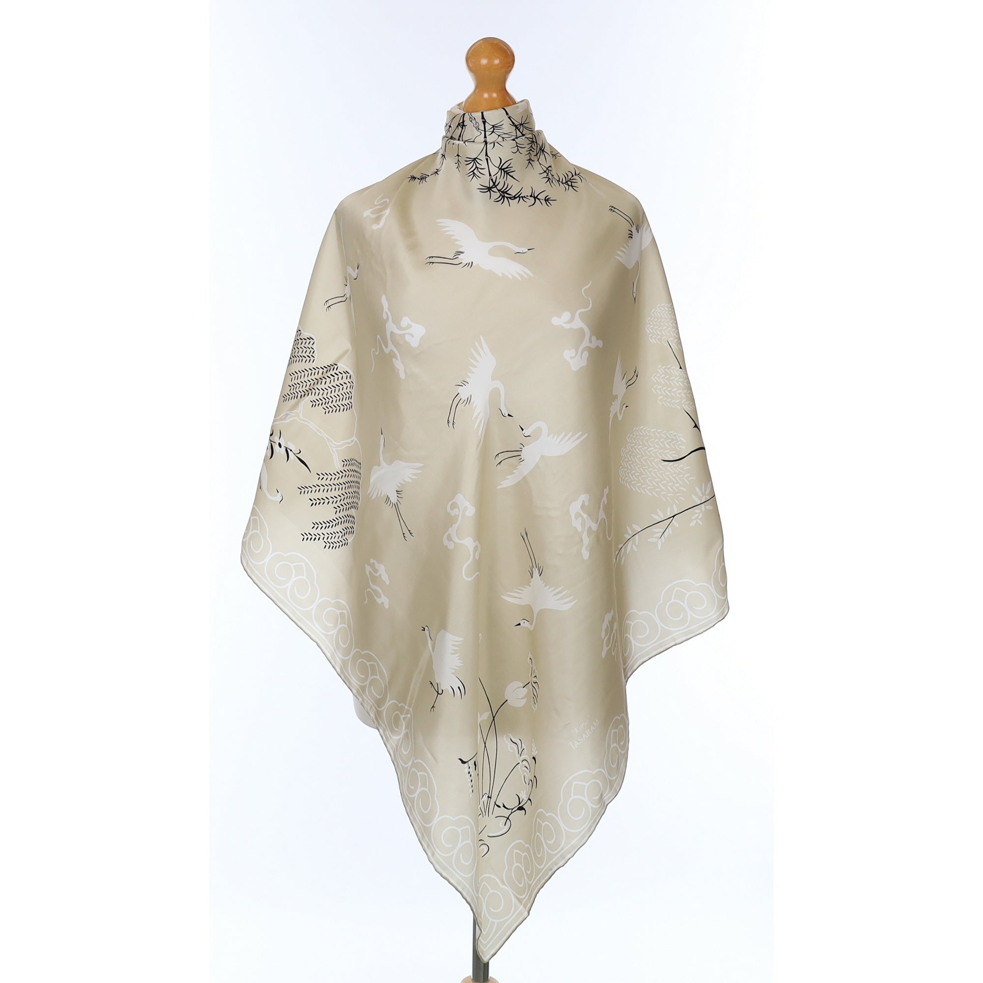 Pearlescent Bird Design Silk Scarf