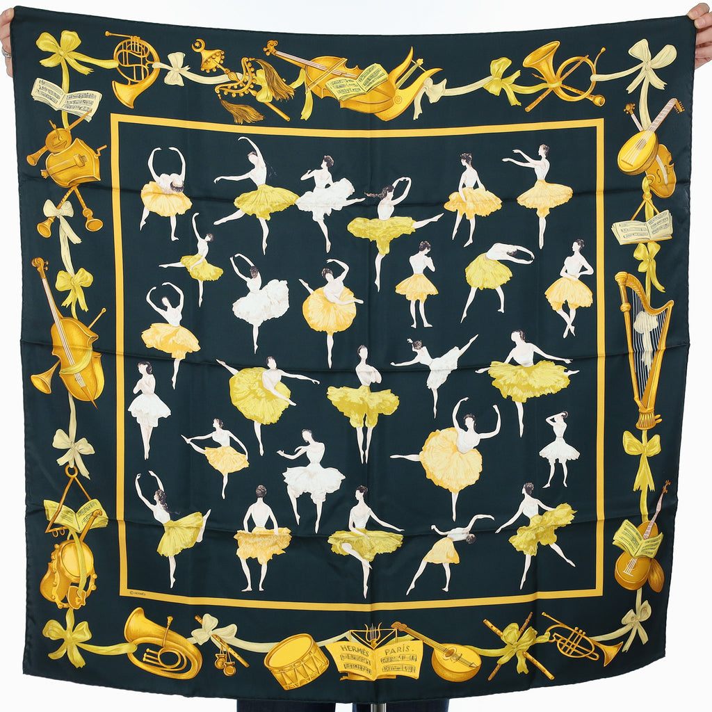 Boxed Hermès La Danse Vintage Silk Scarf