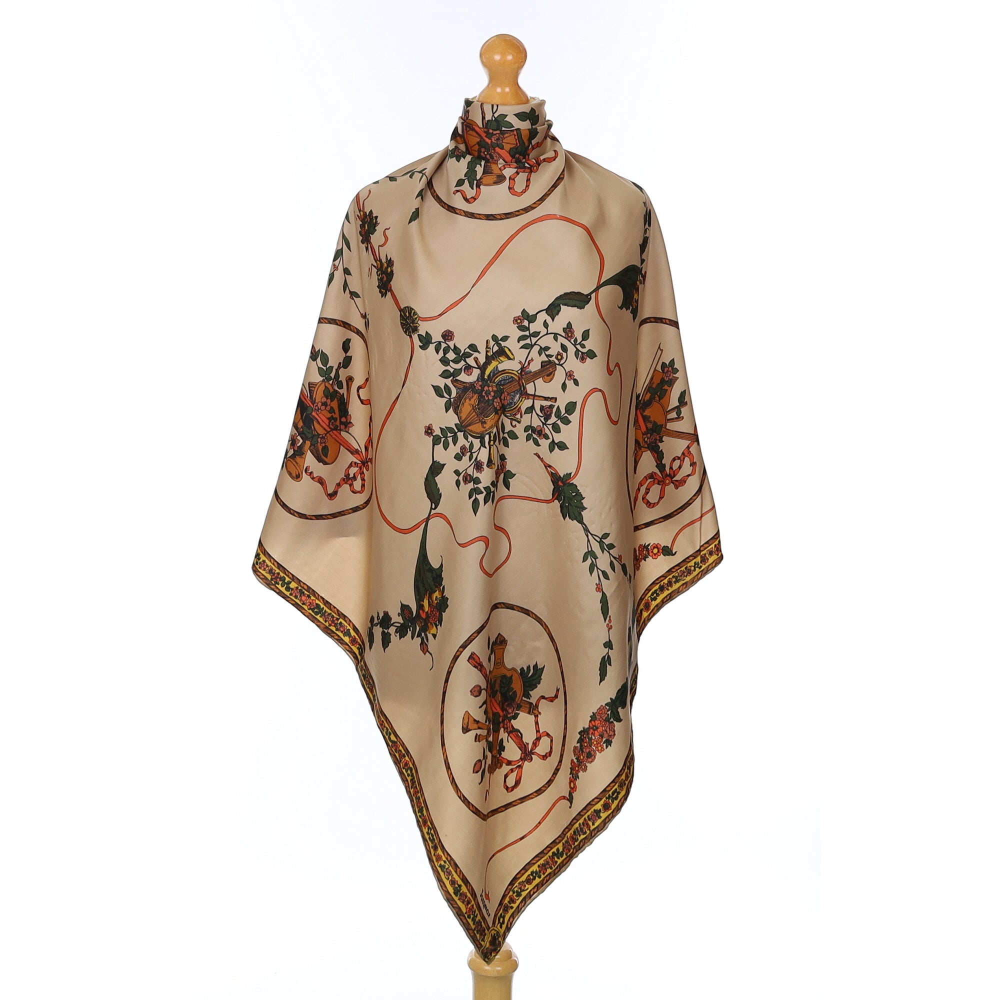 1970"s Jacqmar Music Themed Vintage Silk Scarf