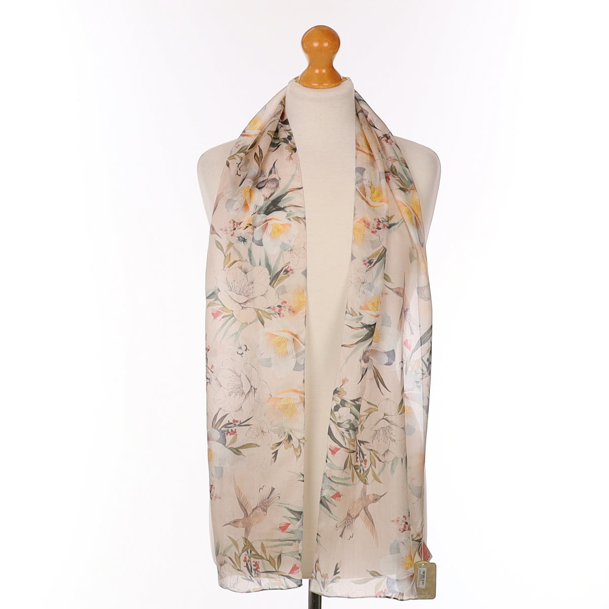 Pale Pink Floral Design Silk Scarf