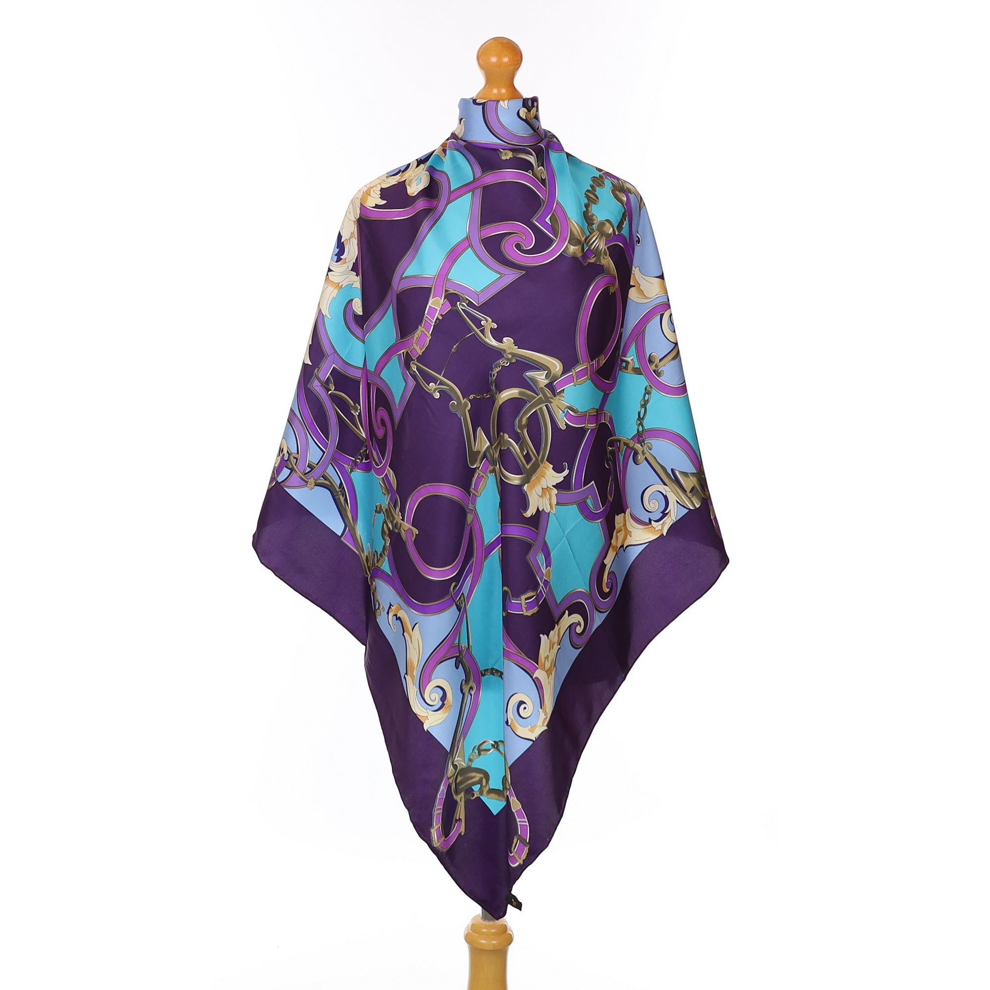 Purple Equestrian Silk Scarf