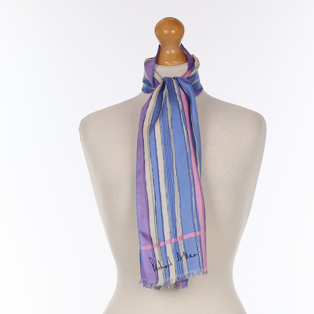Richard Allan Long Striped Silk Scarf