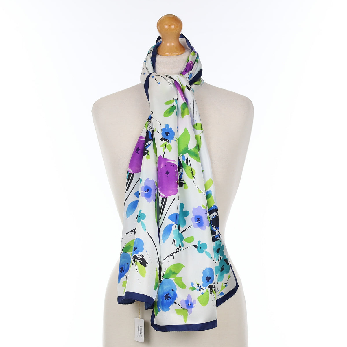 Brand New Colourful Floral Long Silk Scarf