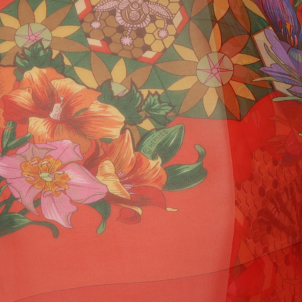 Brand New Hermès Le Festin des Abeilles Mousseline 140 Silk Scarf