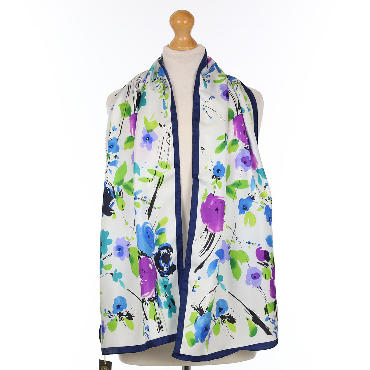 Brand New Colourful Floral Long Silk Scarf