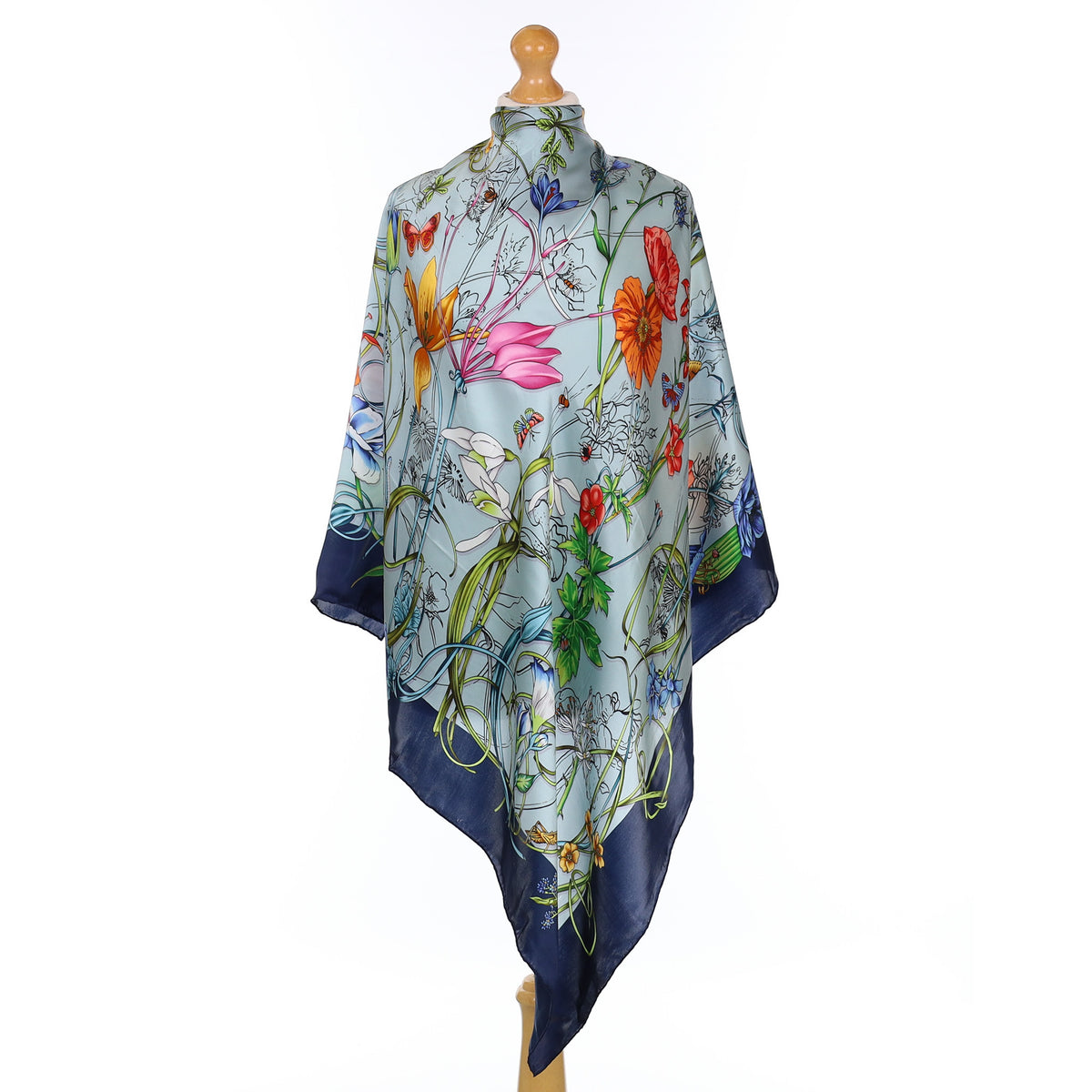 Contemporary Multicoloured Floral Silk Scarf
