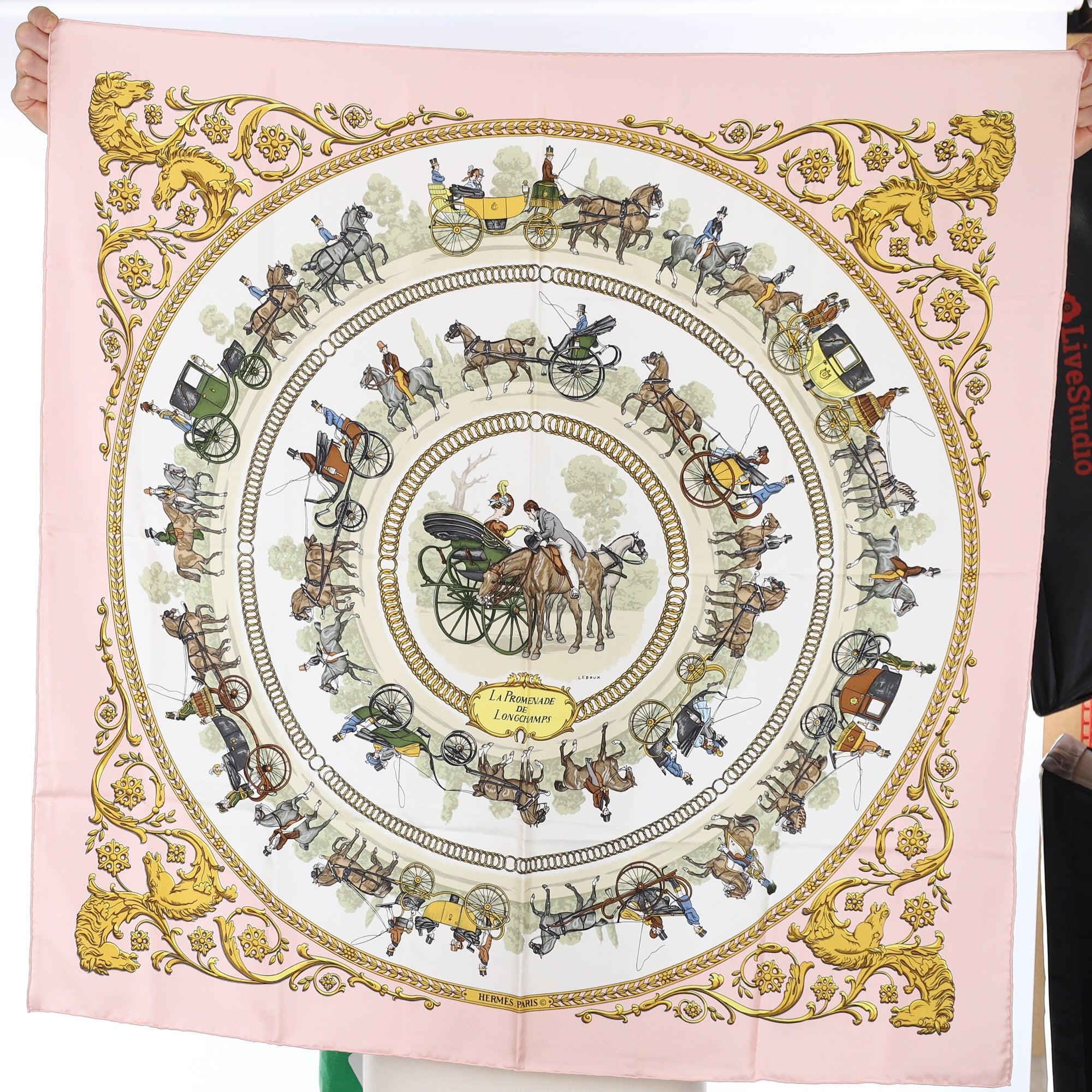 Pristine Hermès La Promenade de Longchamps Silk Scarf