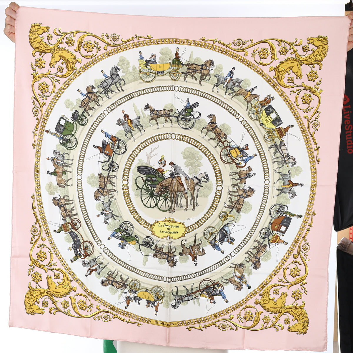 Pristine Hermès La Promenade de Longchamps Silk Scarf