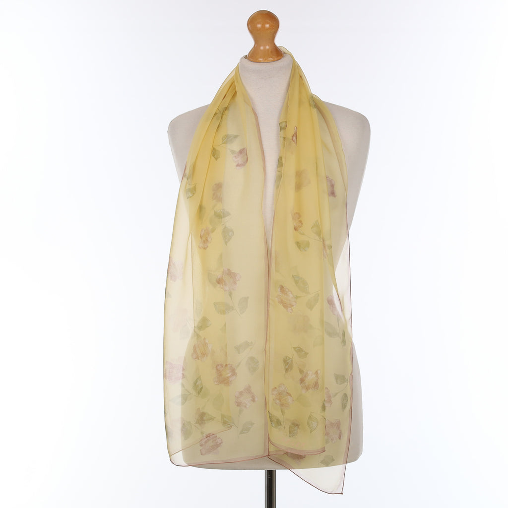 Jaeger Yellow Floral Silk Scarf
