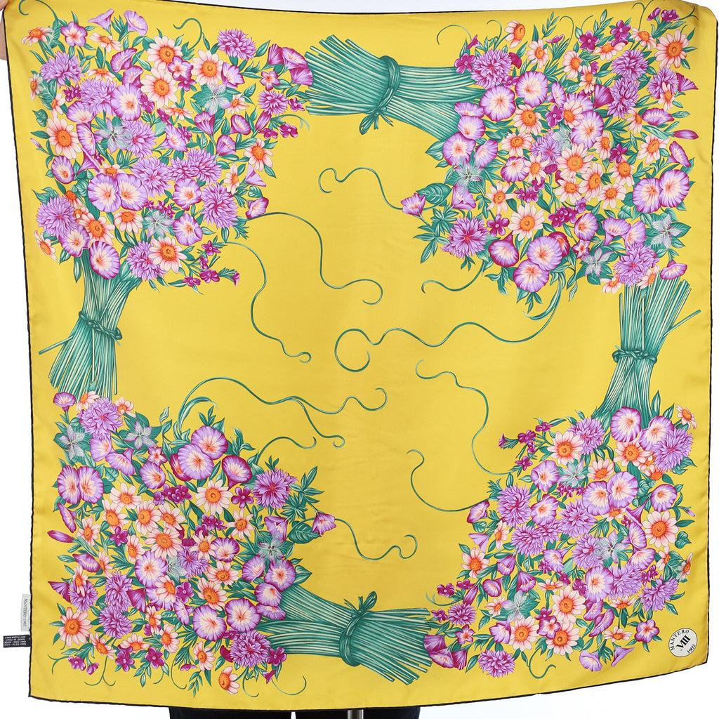 Pristine Mantero Yellow Floral Silk Scarf