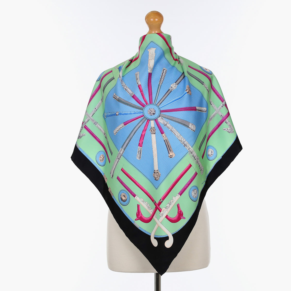 Blue, Green and Pink Silk Scarf