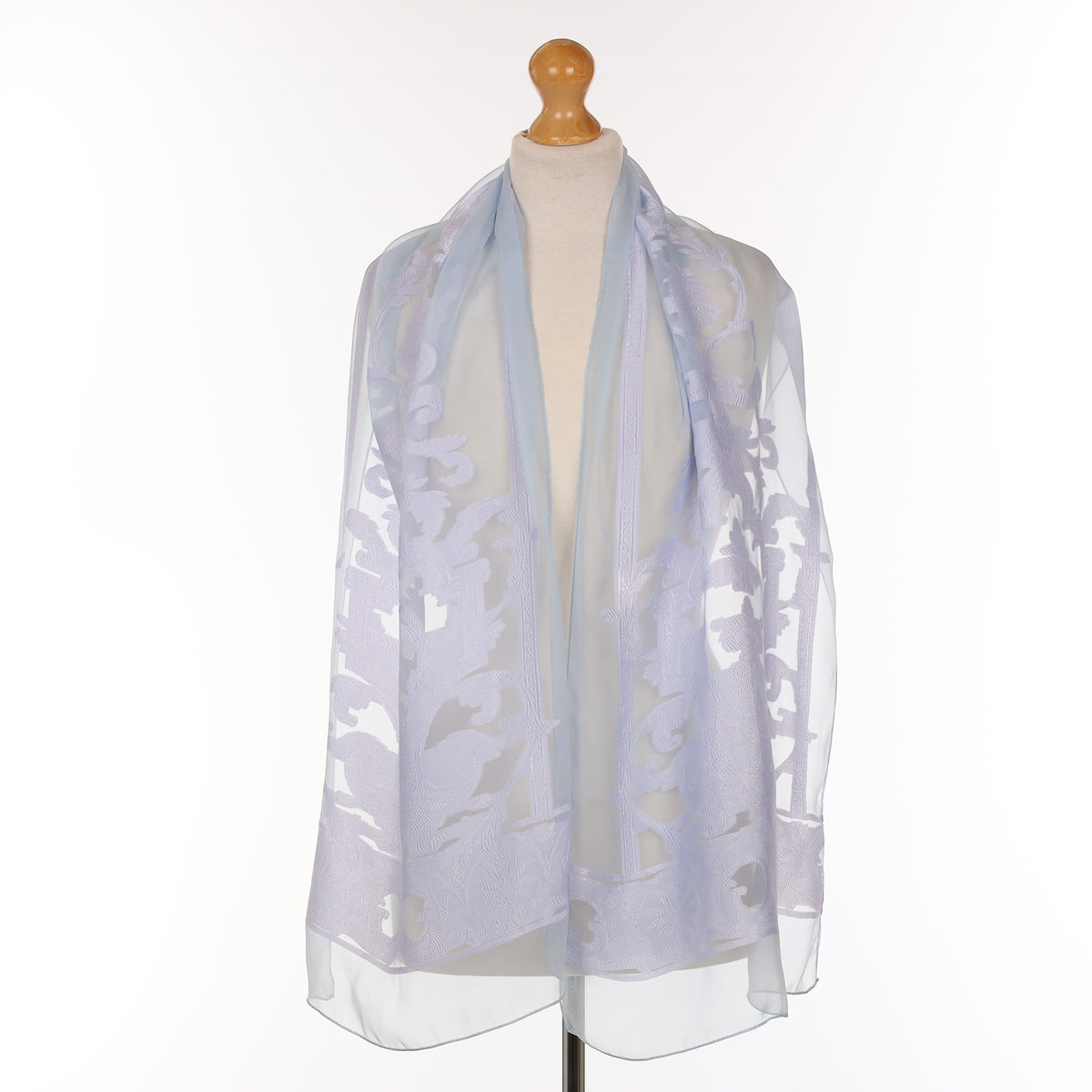 Jaeger Light Blue Patterned Silk Scarf