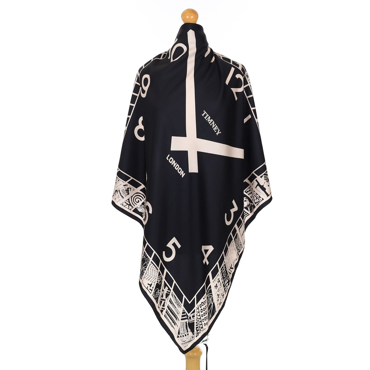 Brand New Timney Clock Silk Scarf
