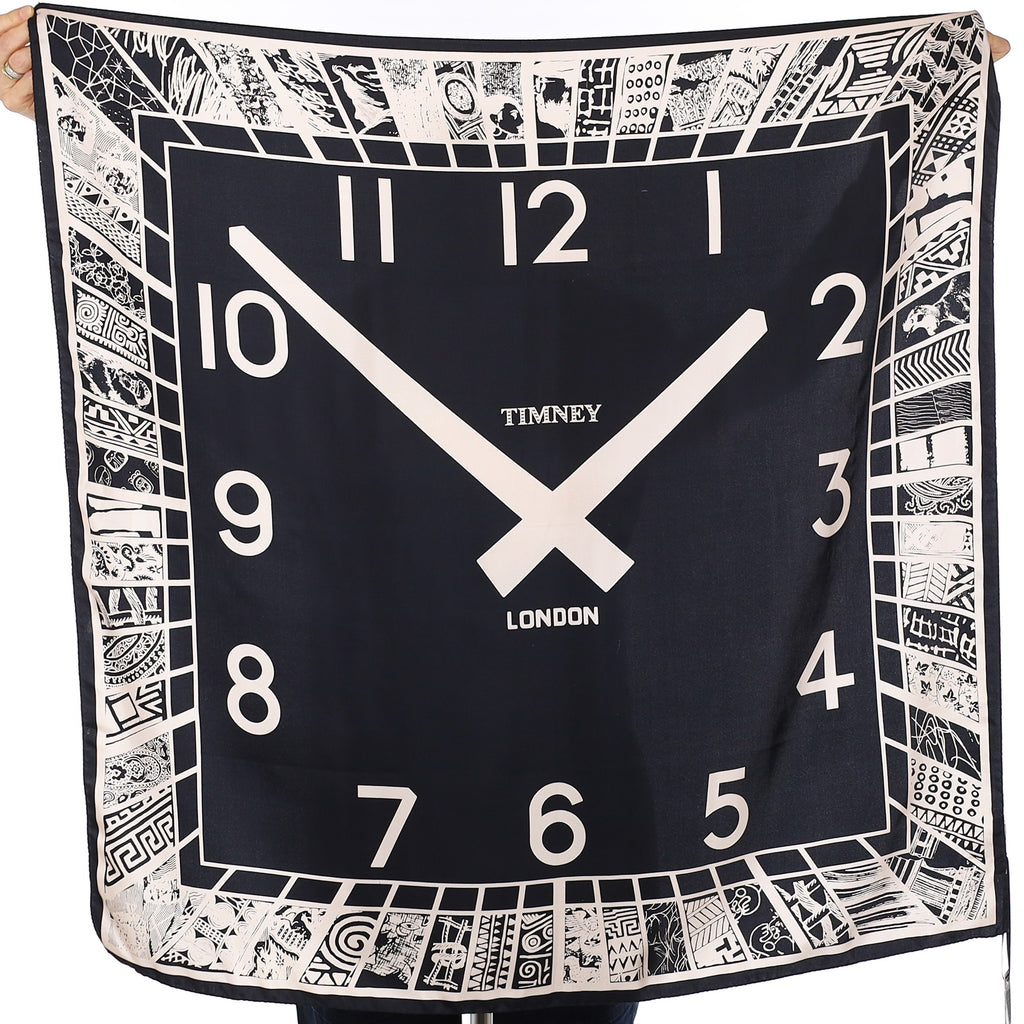 Brand New Timney Clock Silk Scarf