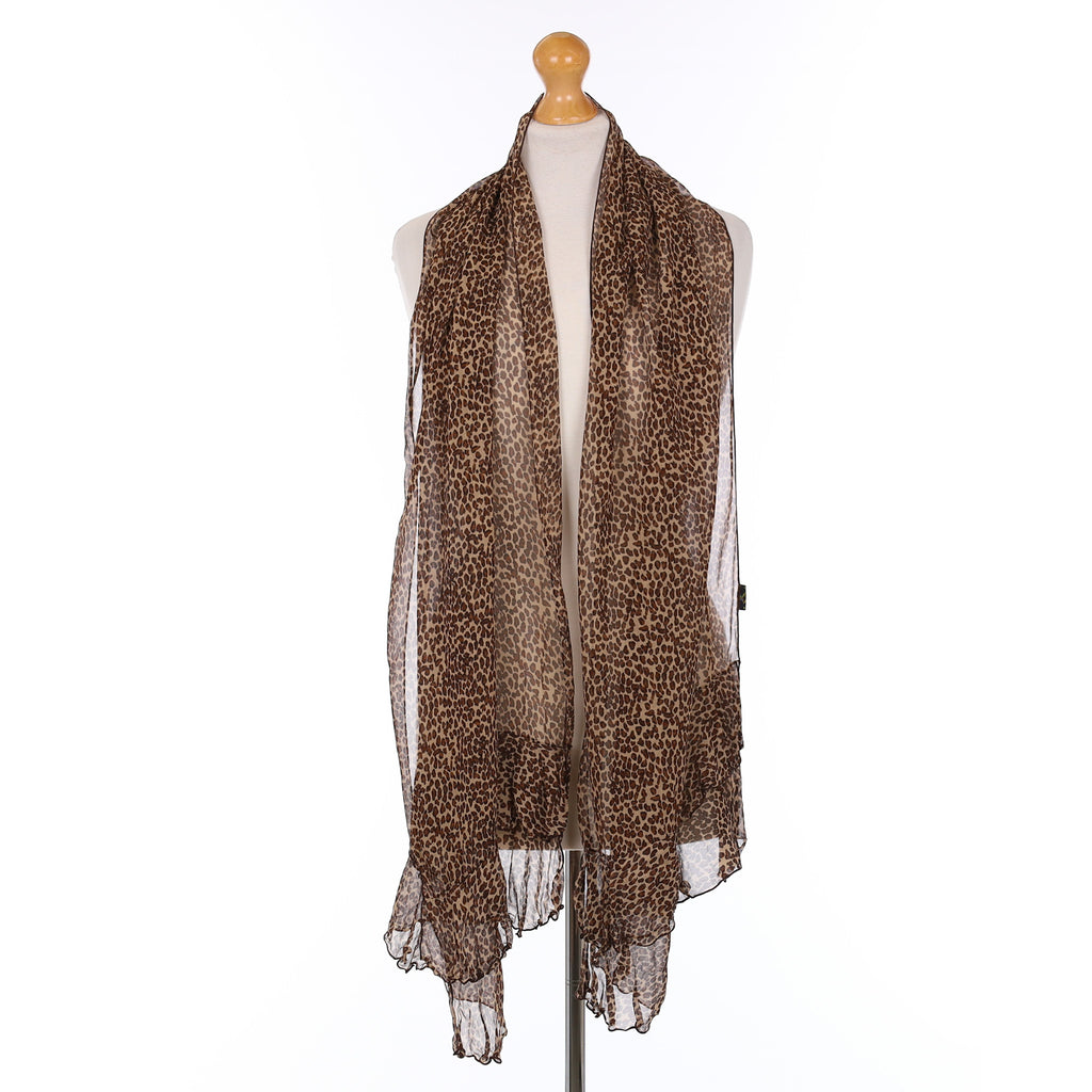 Animal Print Long Silk Scarf
