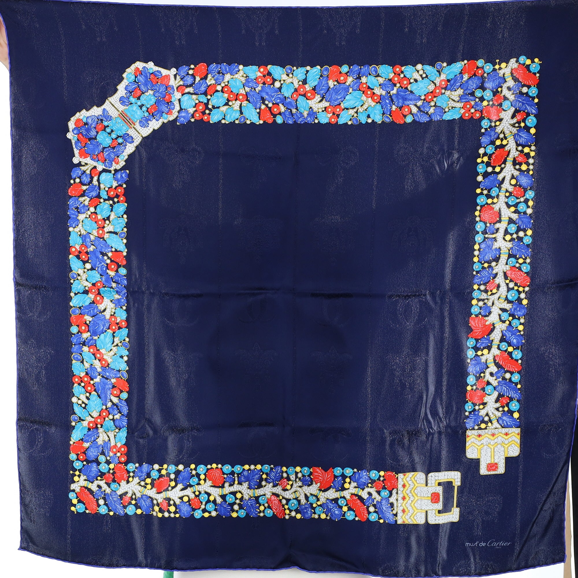Brand New Boxed Must de Cartier Silk Scarf